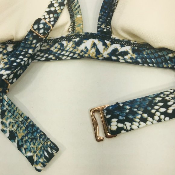 Shade And Shore Women's Size Small 4-6 Triangle Bikini Swim Top Snake Print New - Picture 3 of 15